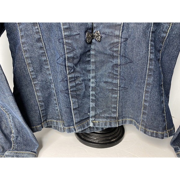 Tristan and Iseut Woman Denim Jacket Long Slv Button Front, size medium - Picture 6 of 12